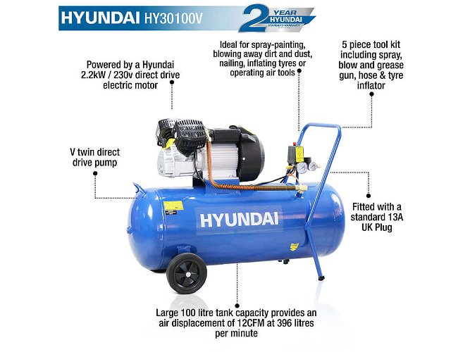 Hyundai 100L Direct Drive Air Compressor