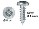 Wood Screws No.8 x 1/2" / 4.2mm x 13mm Pozi Pan Zinc pack 200