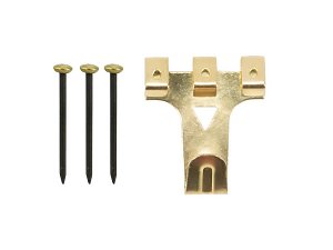 Picture Hooks 3 Pin Quality 28mm Brass Plated pack 1000 with Pins