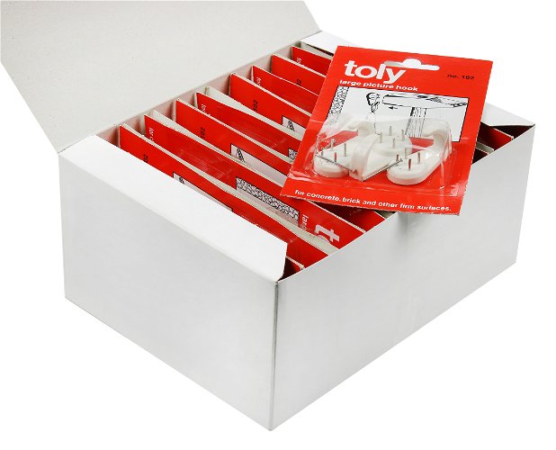 TOLY Hard Wall Hook LARGE 20 Card Carton 3 hooks per card