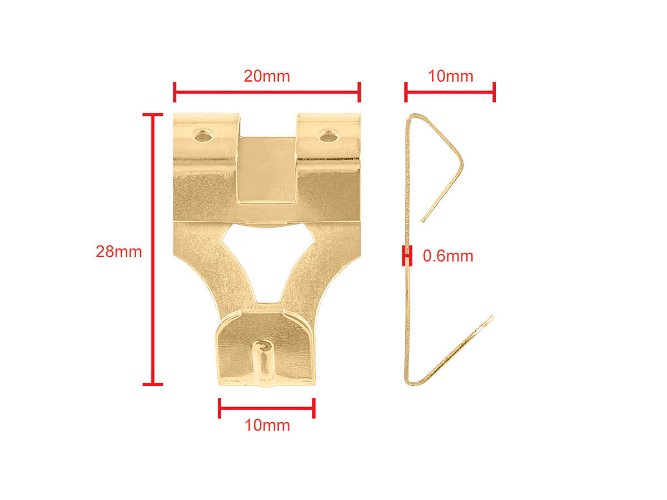 Picture Hooks 2 Pin 28mm Brass pack 1000 with Pins