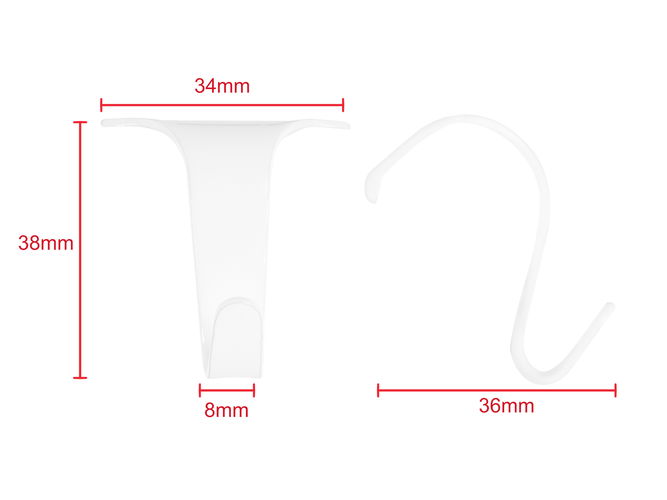 Picture Rail Hook 38mm x 34mm White 10 pack