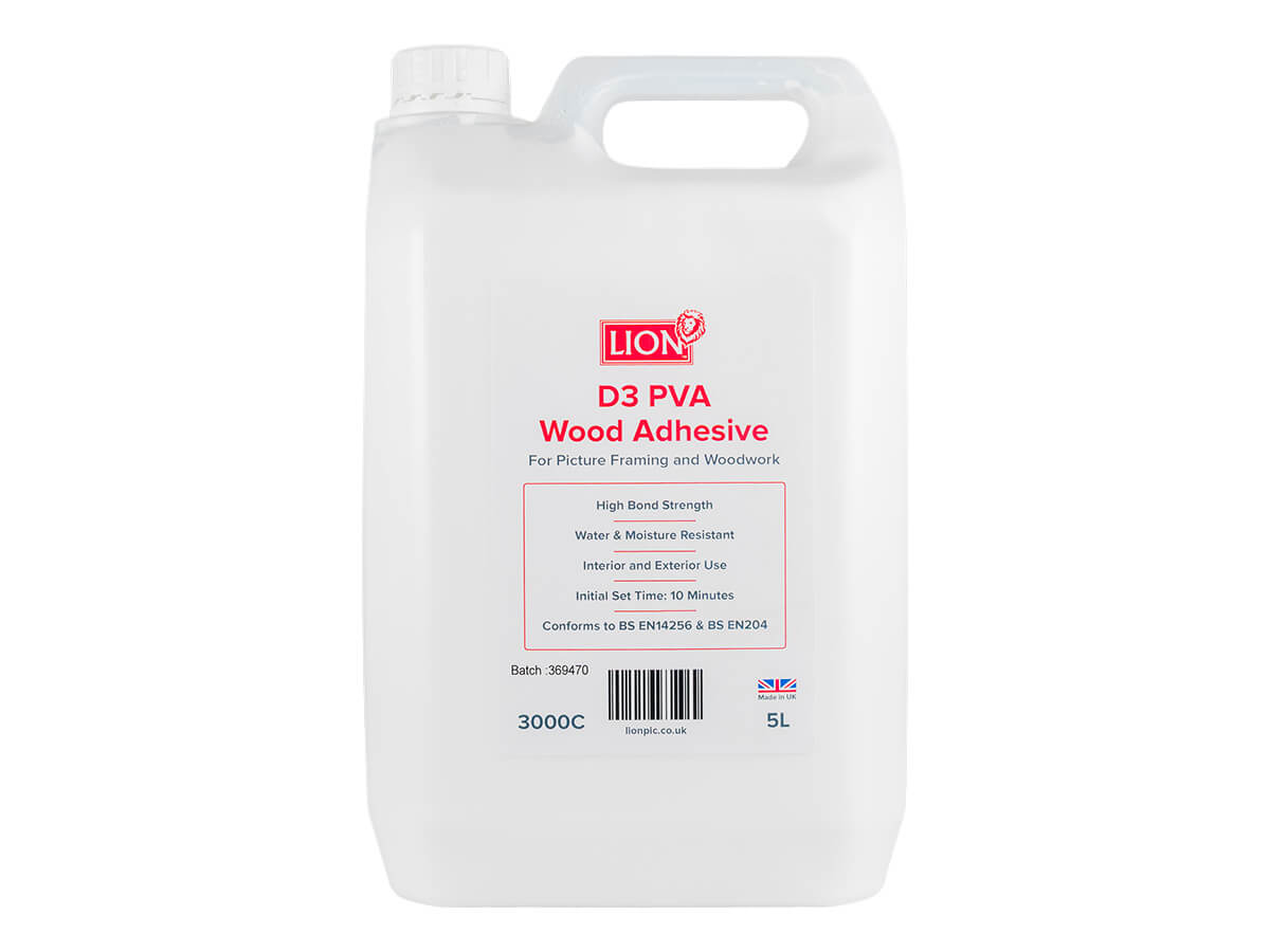 LION D3 PVA Wood Glue 5L | LION Picture Framing Supplies Ltd