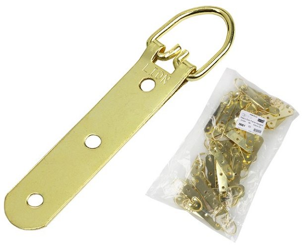 3 Hole Heavy Duty Picture Hanger 92mm Brass Plated pack of 50