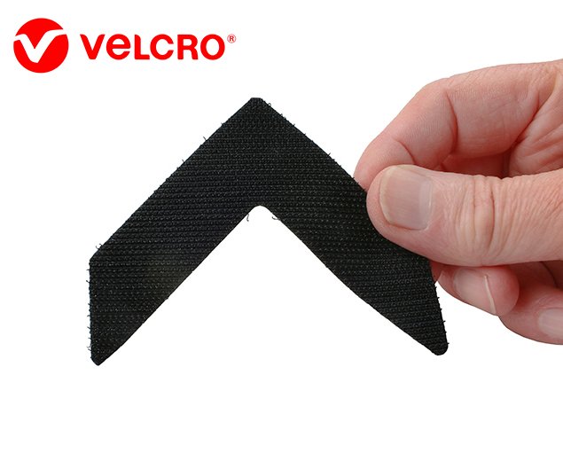 PACK OF 10 GENUINE VELCRO® BRAND HOOK CHEVRONS 94mm x 23mm PICTURE HANGING BLACK 
