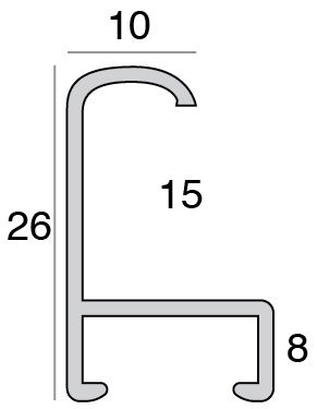 10mm 'Aluminium M15' Contrast Grey Matt Length Frame Moulding