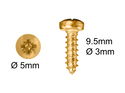 Wood Screws No.4 x 3/8" / 3mm x 9.5mm Pan Pozi Brass Plated pack 200