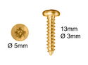 Wood Screws No.4 x 1/2" / 3mm x 13mm Pan Pozi Brass Plated pack 200