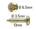 Wood Screws No.6 x 1/2" / 3.5mm x 13mm Pan Pozi Brass Plated pack 200