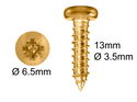 Wood Screws No.6 x 1/2" / 3.5mm x 13mm Pan Pozi Brass Plated pack 200