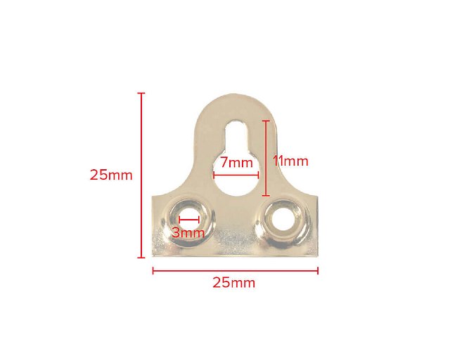 Keyhole Mirror Plates 25mm Brass Plated pack 100