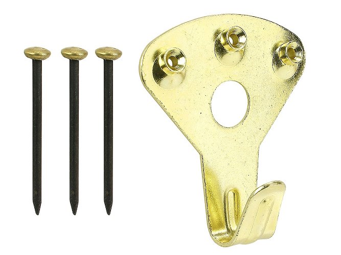 Picture hook with 3 hardened pins