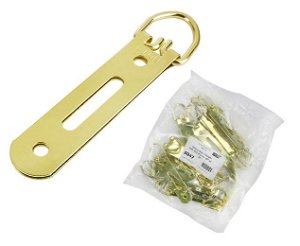 Heavy Duty Picture Hanger with slot 93mm Brass Plated pack of 20