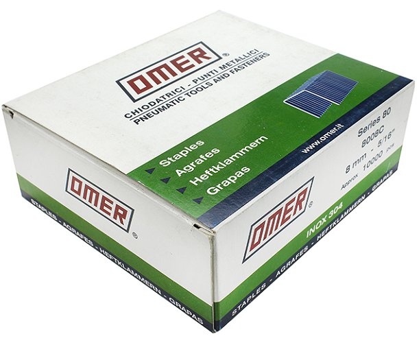 Omer 80 Series Staples Inox 8mm 10,000 box