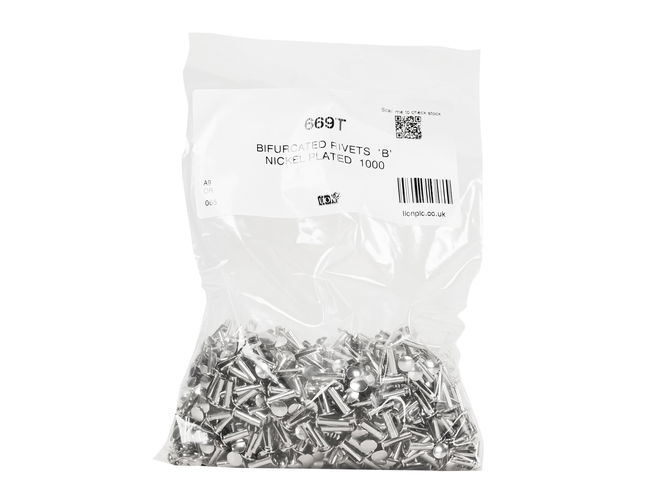 Bifurcated Rivets Nickel Plated pack 1000