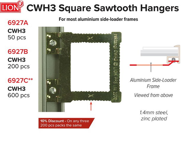 CWH3 Hanger for Aluminium Frames 600 Pieces