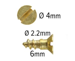 Wood Screws No.2 x 1/4" / 2.2mm x 6mm CSK Slotted Brass pack 200
