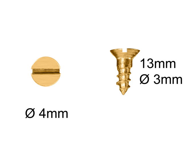 Wood Screws No.2 x 1/4" / 2.2mm x 6mm CSK Slotted Brass pack 200