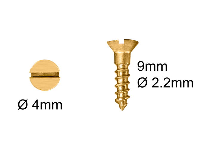 Wood Screws No.2 x 3/8" / 2.2mm x 9.5mm CSK Slotted Brass pack 200