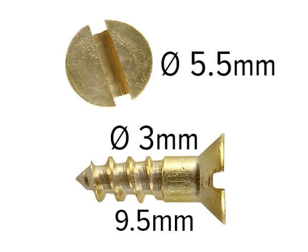 Wood Screws No.4 x 3/8" / 3mm x 9.5mm CSK Slotted Brass pack 200
