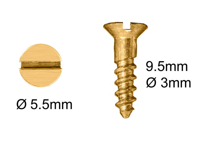 Wood Screws No.4 x 3/8" / 3mm x 9.5mm CSK Slotted Brass pack 200