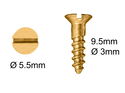 Wood Screws 3mm x 9.5mm Countersunk Slotted Brass pack 200