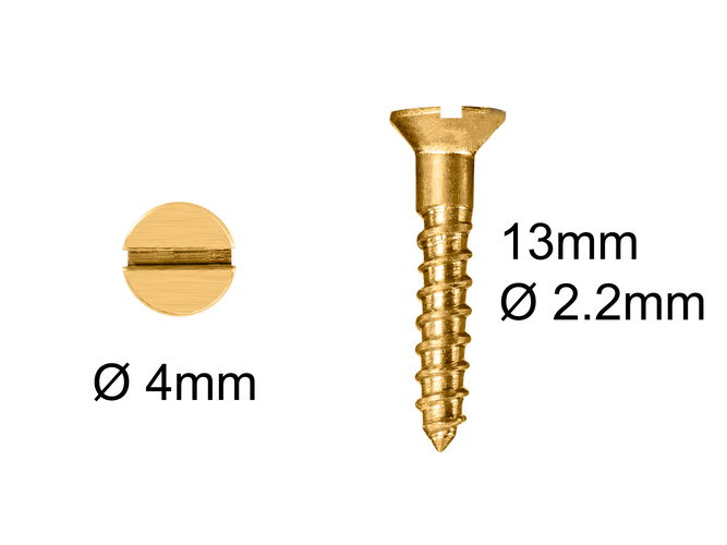 Wood Screws No.2 x 1/2" / 2.2mm x 13mm CSK Slotted Brass pack 200