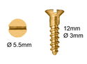 Wood Screws No.4 x 1/2" / 3mm x 13mm CSK Slotted Brass pack 200