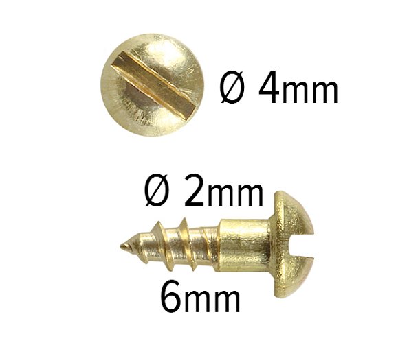 Slotted Round Head Solid Brass Screws 2.2mm x 6mm 200 pieces