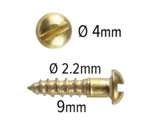 Wood Screws No.2 x 3/8" / 2.2mm x 9.5mm Round Slotted Brass pack 200