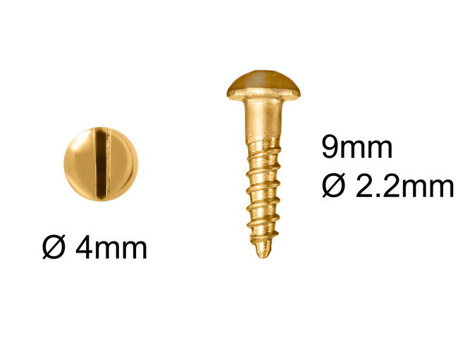 Wood Screws No.2 x 3/8" / 2.2mm x 9.5mm Round Slotted Brass pack 200