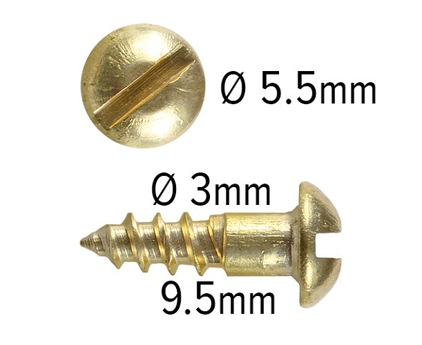 Wood Screws No.4 x 3/8" / 3mm x 9.5mm Round Slotted Brass pack 200