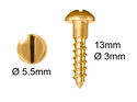 Wood Screws 3mm x 13mm Round Slotted Brass pack 200