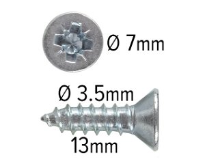 Wood screws 13mm x 3.5mm Pozi CSK Steel ZP pack 1000