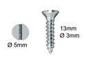 Wood Screws 3mm x 13mm Countersunk Slotted Zinc pack 200