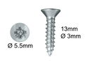 Wood Screws No.4 x 1/2" / 3mm x 13mm Pozi CSK pack 200