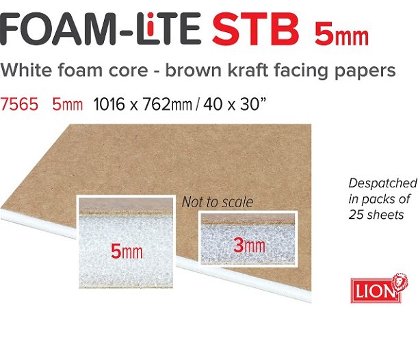 FOAM LiTE STB Board 5mm 1016mm x 762mm 25 sheets
