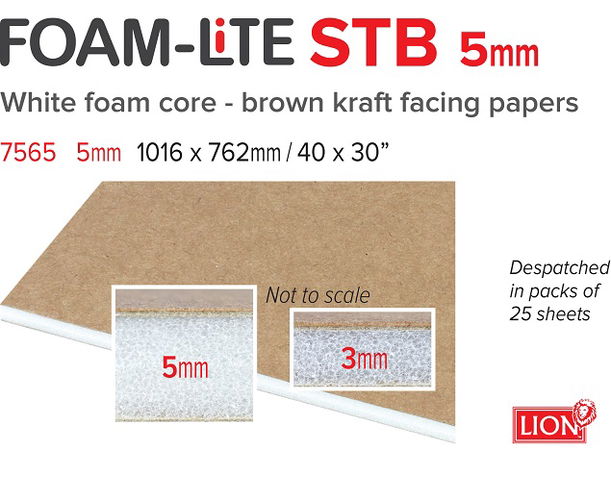 FOAM LiTE STB Board 5mm 1016mm x 762mm 25 sheets