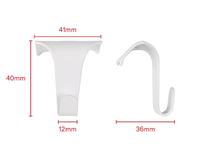 Picture Rail Hook 44mm x 40mm White 10 pack