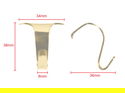 Picture Rail Hook 38mm x 34mm Brass 10 pack