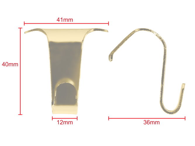 Picture Rail Hook 44mm x 40mm Brass 10 pack