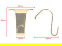 Picture Rail Hook 44mm x 40mm Brass 10 pack