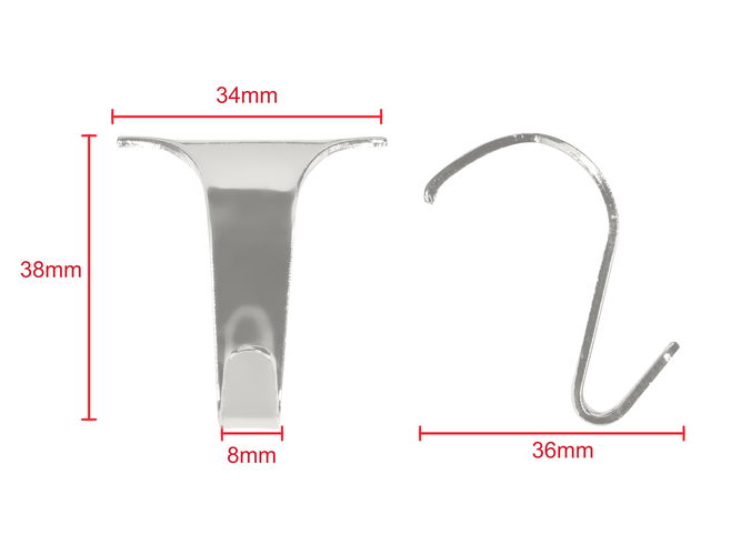 Picture Rail Hook 38mm x 34mm Silver 10 pack