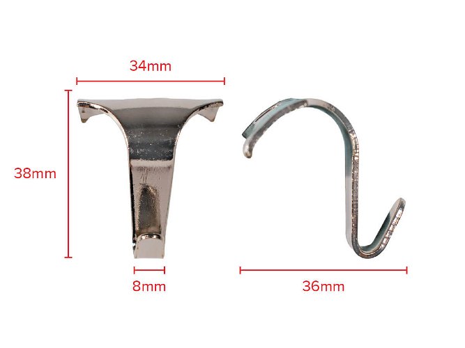 Picture Rail Hook 38mm x 34mm Silver 10 pack
