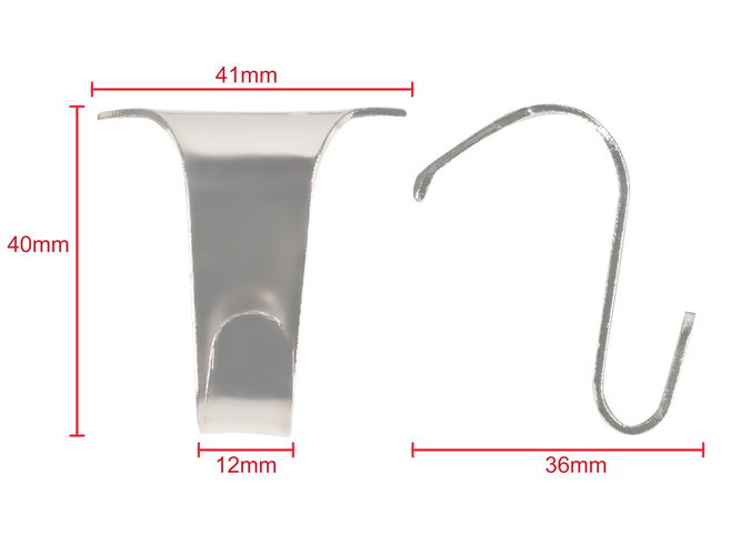Picture Rail Hook 44mm x 40mm Silver 10 pack