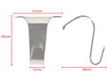 Picture Rail Hook 44mm x 40mm Silver 10 pack
