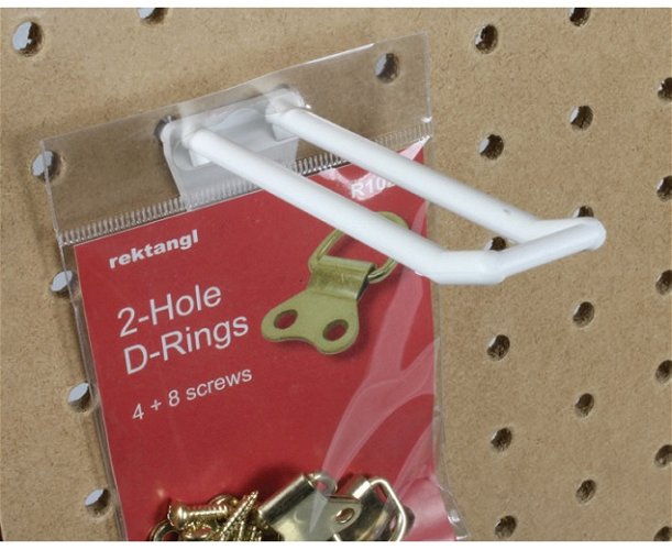 Pegboard White Moulded Hook 100mm Pack of 10    