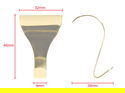 Picture Rail Hook 46mm x 32mm Brass 20 pack
