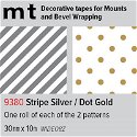 mt Decorative Tape Stripe Silver / Dot Gold (2 rolls) 30mm x 10m roll