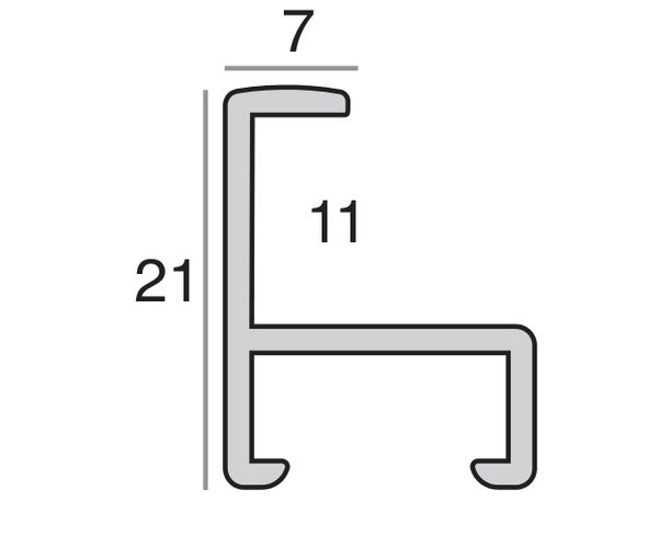 M11 7x21mm Mono Matt Silver Aluminium Frame Moulding